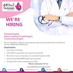 Part Time & Full Time Dermatologist Vacancy in Ajman, UAE