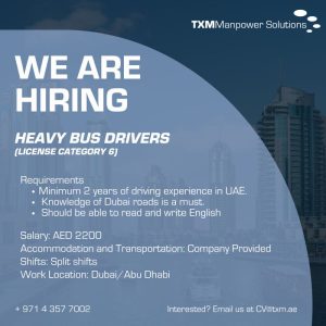 TXM is actively looking for Heavy Bus Drivers